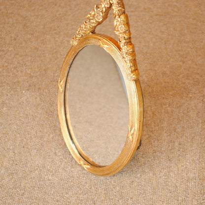 壁掛け鏡 リボン デコレーションミラー ゴールドミラー 鏡 かわいい 壁掛け アンティーク風 フレンチ風 フランス風 883019 GD