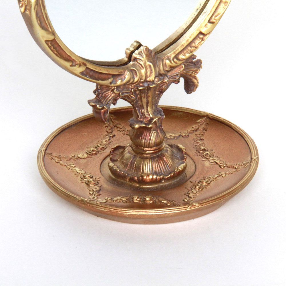 スタンドミラー 卓上ミラー ミラー 置き鏡 オシャレ アンティーク風 クラシック フレンチ ゴールド エレガント 姫家具 かわいい 883020GD