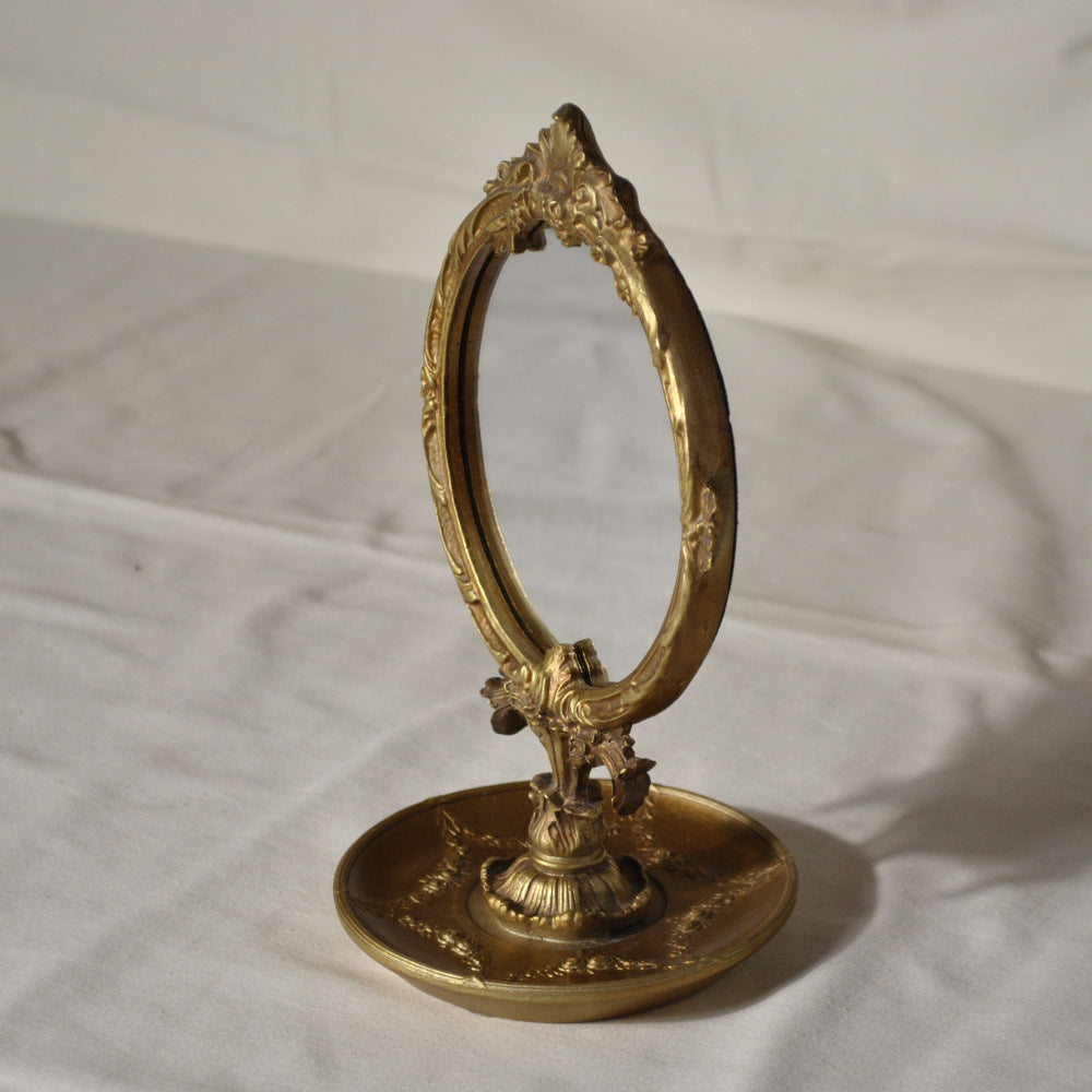 スタンドミラー 卓上ミラー ミラー 置き鏡 オシャレ アンティーク風 クラシック フレンチ ゴールド エレガント 姫家具 かわいい 883020GD