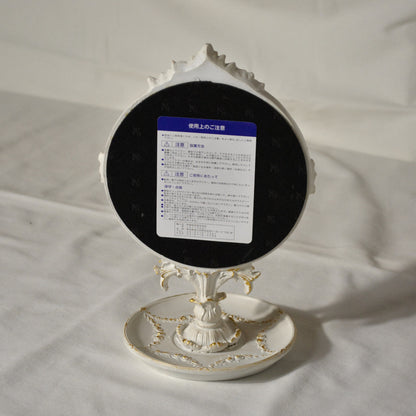 スタンドミラー 卓上ミラー ミラー 置き鏡 オシャレ アンティーク風 クラシック フレンチ ホワイト エレガント 姫家具 かわいい 883021WH