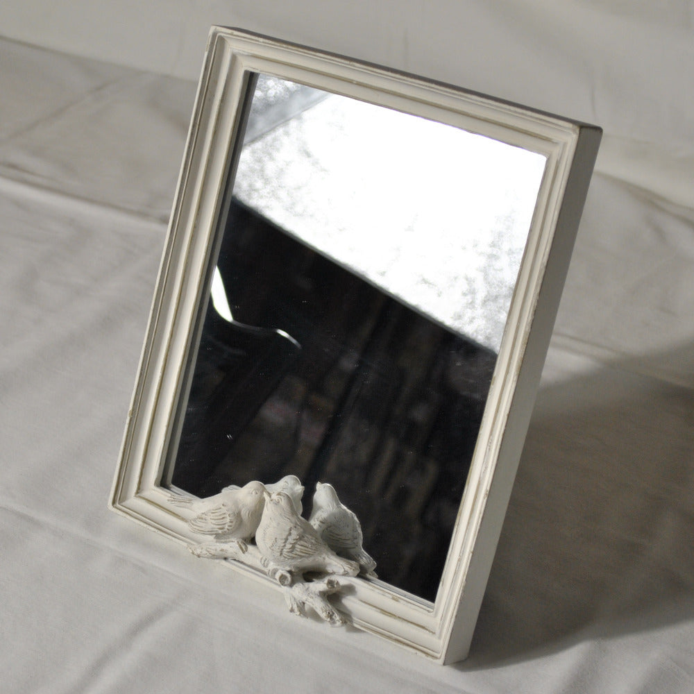 スタンドミラー 卓上ミラー ミラー 置き鏡 オシャレ アンティーク風 クラシック フレンチ ホワイト エレガント 姫家具 かわいい 883022WH