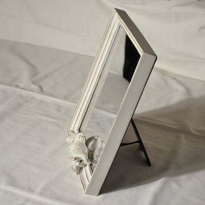 スタンドミラー 卓上ミラー ミラー 置き鏡 オシャレ アンティーク風 クラシック フレンチ ホワイト エレガント 姫家具 かわいい 883022WH