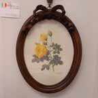 ルドゥーテ バラ額絵 リボン額縁 木製額 バラ イエロー 黄色 楕円 薔薇 イタリア製 デコールトスカーナ ITALY DekorToscana 937003