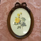 ルドゥーテ バラ額絵 リボン額縁 木製額 バラ イエロー 黄色 楕円 薔薇 イタリア製 デコールトスカーナ ITALY DekorToscana 937003