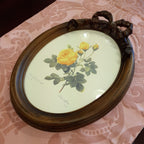 ルドゥーテ バラ額絵 リボン額縁 木製額 バラ イエロー 黄色 楕円 薔薇 イタリア製 デコールトスカーナ ITALY DekorToscana 937003