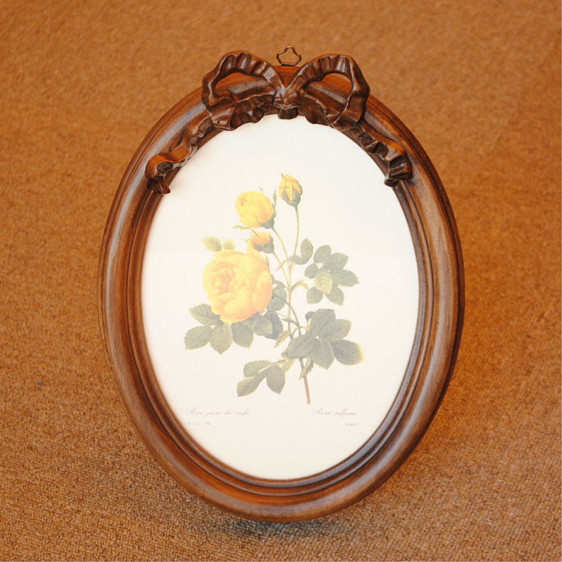 ルドゥーテ バラ額絵 リボン額縁 木製額 バラ イエロー 黄色 楕円 薔薇 イタリア製 デコールトスカーナ ITALY DekorToscana 937003