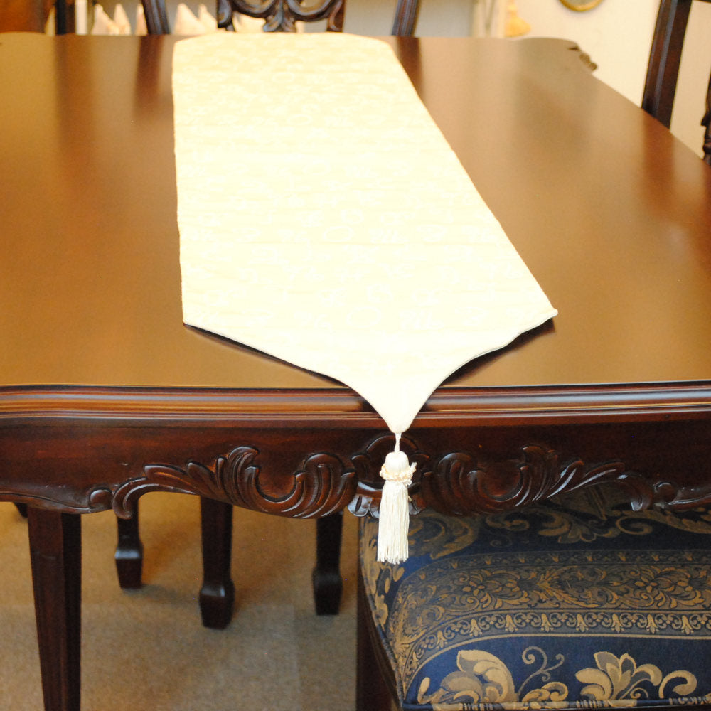 テーブルランナー テーブルライナー おしゃれ スタイルフランス フランス製生地 テーブルウエア テーブルセンター 160cm ベージュ EcritureBeige 30x160