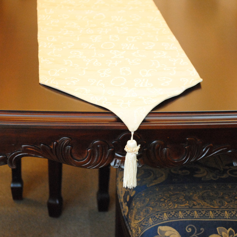 テーブルランナー テーブルライナー おしゃれ スタイルフランス フランス製生地 テーブルウエア テーブルセンター 160cm ベージュ EcritureBeige 30x160