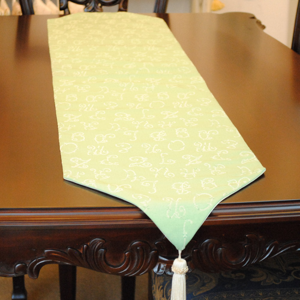テーブルランナー テーブルライナー おしゃれ スタイルフランス フランス製生地 テーブルウエア テーブルセンター 160cm グリーン EcritureVert 30x160