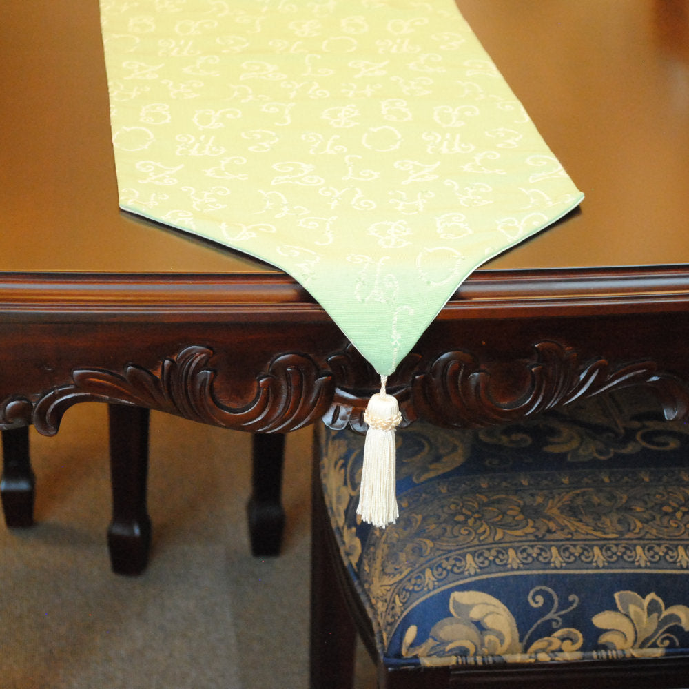 テーブルランナー テーブルライナー おしゃれ スタイルフランス フランス製生地 テーブルウエア テーブルセンター 160cm グリーン EcritureVert 30x160