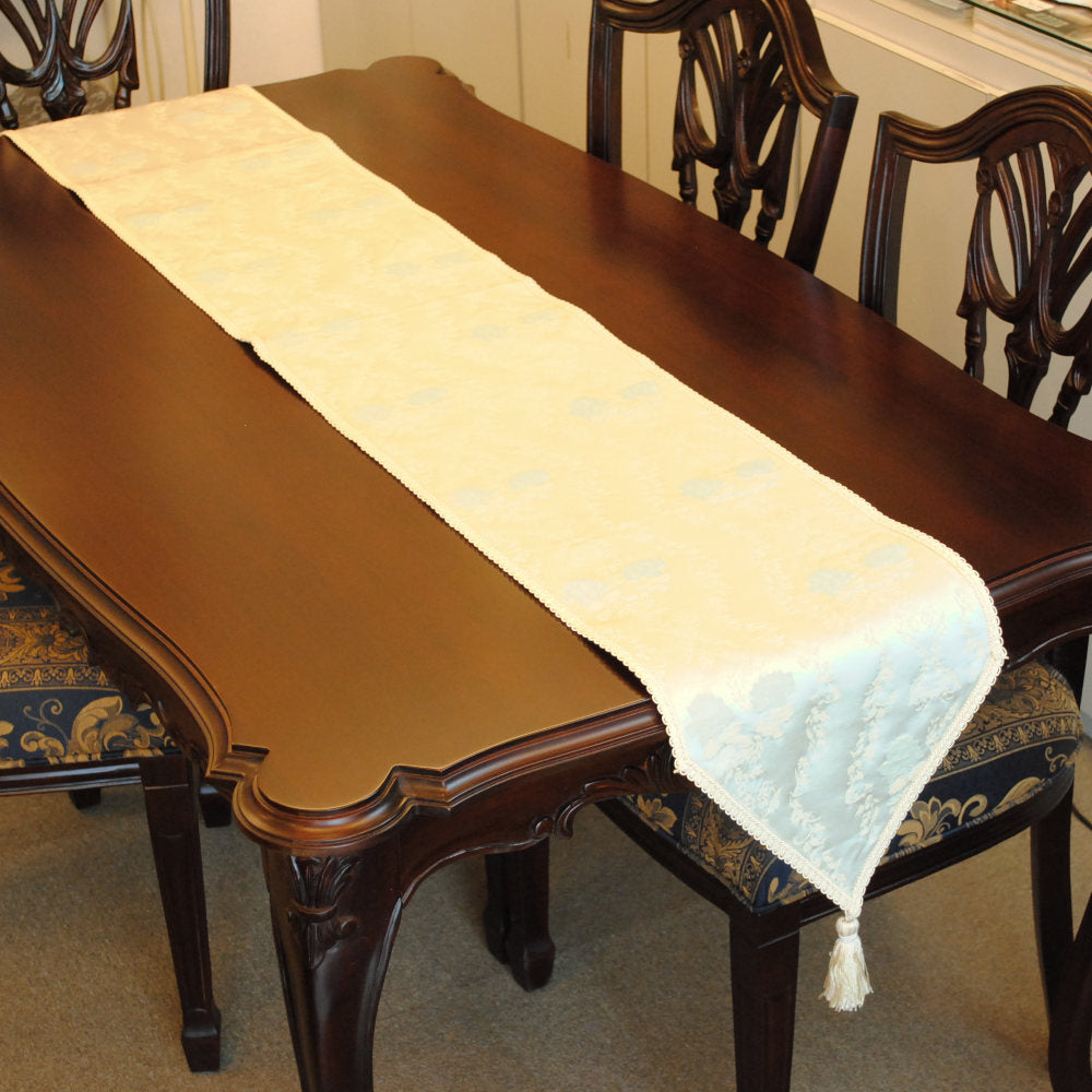 テーブルランナー テーブルライナー 薔薇柄 スタイルフランス フランス製生地 ブレード付き テーブルウエア テーブルセンター 200cm ブルー ElodieBleu 30x200cm