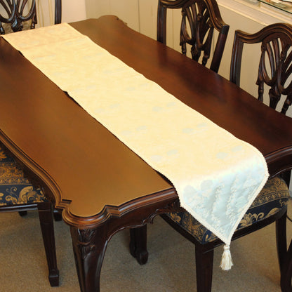 テーブルランナー テーブルライナー 薔薇柄 スタイルフランス フランス製生地 ブレード付き テーブルウエア テーブルセンター 200cm ブルー ElodieBleu 30x200cm