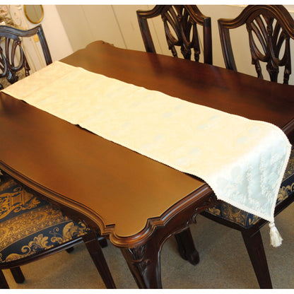 テーブルランナー テーブルライナー 薔薇柄 スタイルフランス フランス製生地 ブレード付き テーブルウエア テーブルセンター 200cm ブルー ElodieBleu 30x200cm