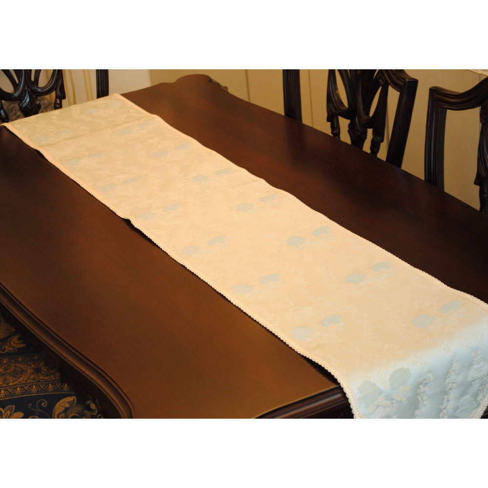 テーブルランナー テーブルライナー 薔薇柄 スタイルフランス フランス製生地 ブレード付き テーブルウエア テーブルセンター 200cm ブルー ElodieBleu 30x200cm