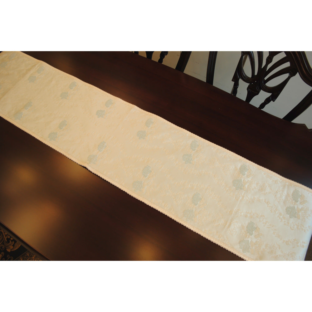 テーブルランナー テーブルライナー 薔薇柄 スタイルフランス フランス製生地 ブレード付き テーブルウエア テーブルセンター 200cm ブルー ElodieBleu 30x200cm