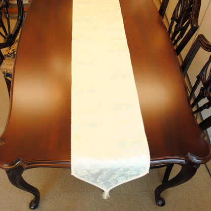 テーブルランナー テーブルライナー 薔薇柄 スタイルフランス フランス製生地 ブレード付き テーブルウエア テーブルセンター 200cm ブルー ElodieBleu 30x200cm