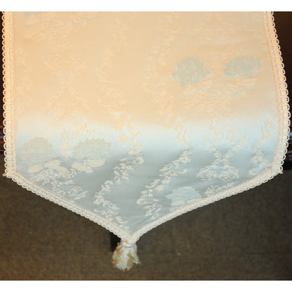 テーブルランナー テーブルライナー 薔薇柄 スタイルフランス フランス製生地 ブレード付き テーブルウエア テーブルセンター 200cm ブルー ElodieBleu 30x200cm