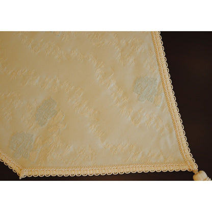 テーブルランナー テーブルライナー 薔薇柄 スタイルフランス フランス製生地 ブレード付き テーブルウエア テーブルセンター 200cm ブルー ElodieBleu 30x200cm