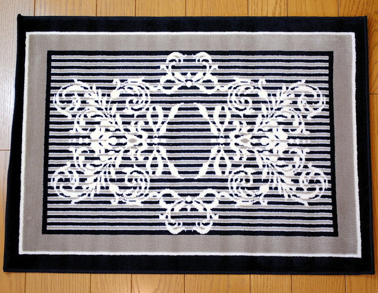 玄関マット マンション玄関マット ラグマット オーガニック コットン100% フランス製マット スタイルフランス セルジュルサージュ ラグマット SERGELESAGE フランスラグマット 段通玄関マット 綿100％ ruban/noir 50x70cm