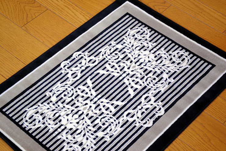 玄関マット マンション玄関マット ラグマット オーガニック コットン100% フランス製マット スタイルフランス セルジュルサージュ ラグマット SERGELESAGE フランスラグマット 段通玄関マット 綿100％ ruban/noir 50x70cm