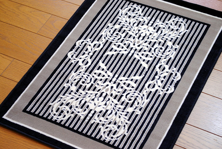 玄関マット マンション玄関マット ラグマット オーガニック コットン100% フランス製マット スタイルフランス セルジュルサージュ ラグマット SERGELESAGE フランスラグマット 段通玄関マット 綿100％ ruban/noir 50x70cm