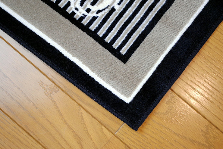 玄関マット マンション玄関マット ラグマット オーガニック コットン100% フランス製マット スタイルフランス セルジュルサージュ ラグマット SERGELESAGE フランスラグマット 段通玄関マット 綿100％ ruban/noir 50x70cm
