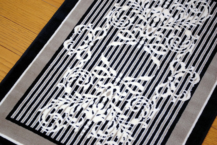 玄関マット マンション玄関マット ラグマット オーガニック コットン100% フランス製マット スタイルフランス セルジュルサージュ ラグマット SERGELESAGE フランスラグマット 段通玄関マット 綿100％ ruban/noir 50x70cm