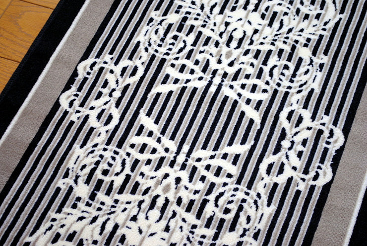 玄関マット マンション玄関マット ラグマット オーガニック コットン100% フランス製マット スタイルフランス セルジュルサージュ ラグマット SERGELESAGE フランスラグマット 段通玄関マット 綿100％ ruban/noir 50x70cm