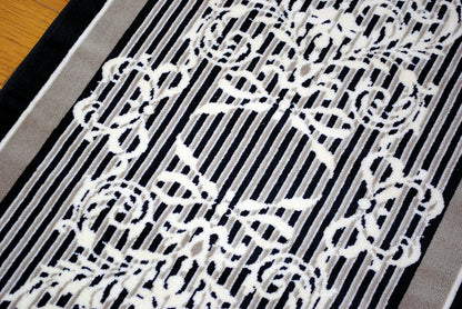 玄関マット マンション玄関マット ラグマット オーガニック コットン100% フランス製マット スタイルフランス セルジュルサージュ ラグマット SERGELESAGE フランスラグマット 段通玄関マット 綿100％ ruban/noir 50x70cm