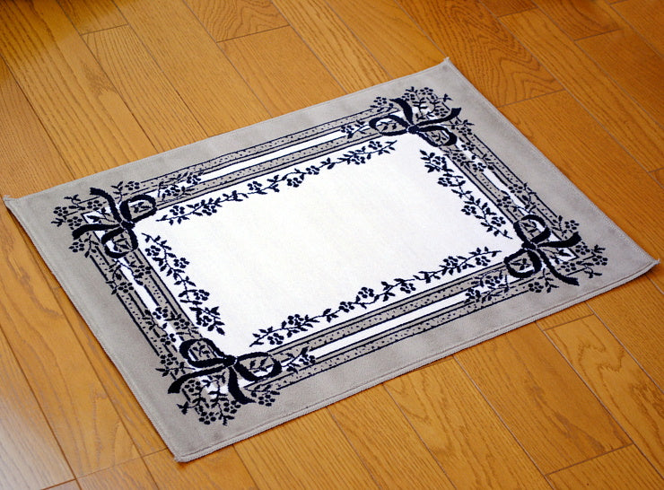 玄関マット マンション玄関マット ラグマット オーガニック コットン100% フランス製マット スタイルフランス セルジュルサージュ ラグマット SERGELESAGE フランスラグマット 段通玄関マット 綿100％ satine/noir 50x70cm