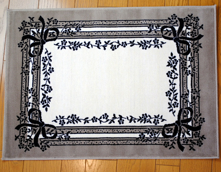 玄関マット マンション玄関マット ラグマット オーガニック コットン100% フランス製マット スタイルフランス セルジュルサージュ ラグマット SERGELESAGE フランスラグマット 段通玄関マット 綿100％ satine/noir 50x70cm