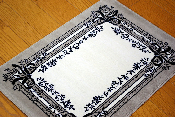 玄関マット マンション玄関マット ラグマット オーガニック コットン100% フランス製マット スタイルフランス セルジュルサージュ ラグマット SERGELESAGE フランスラグマット 段通玄関マット 綿100％ satine/noir 50x70cm