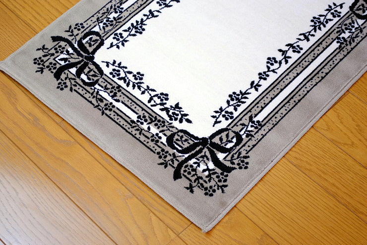 玄関マット マンション玄関マット ラグマット オーガニック コットン100% フランス製マット スタイルフランス セルジュルサージュ ラグマット SERGELESAGE フランスラグマット 段通玄関マット 綿100％ satine/noir 50x70cm