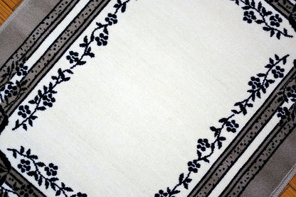 玄関マット マンション玄関マット ラグマット オーガニック コットン100% フランス製マット スタイルフランス セルジュルサージュ ラグマット SERGELESAGE フランスラグマット 段通玄関マット 綿100％ satine/noir 50x70cm