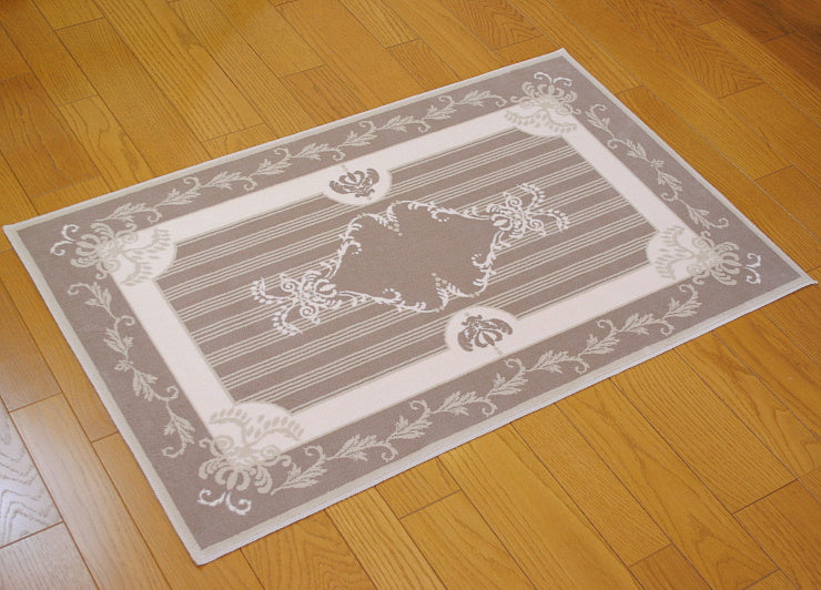 玄関マット マット ラグマット オーガニック コットン100% フランス製マット スタイルフランス セルジュルサージュ ラグマット SERGELESAGE フランスラグマット 段通玄関マット 綿100％ solene/lin 66x107cm