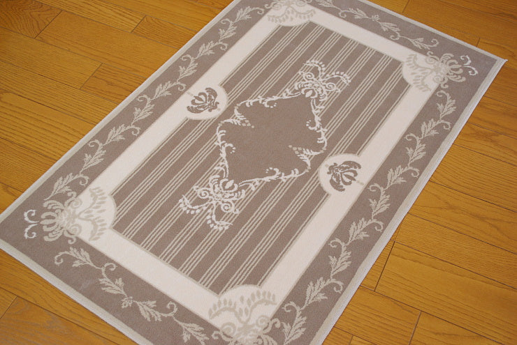 玄関マット マット ラグマット オーガニック コットン100% フランス製マット スタイルフランス セルジュルサージュ ラグマット SERGELESAGE フランスラグマット 段通玄関マット 綿100％ solene/lin 66x107cm