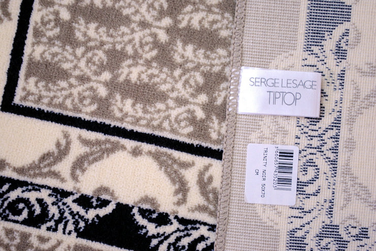 玄関マット マンション玄関マット ラグマット オーガニック コットン100% フランス製マット スタイルフランス セルジュルサージュ ラグマット SERGELESAGE フランスラグマット 段通玄関マット 綿100％ trinity/noir 50x70cm