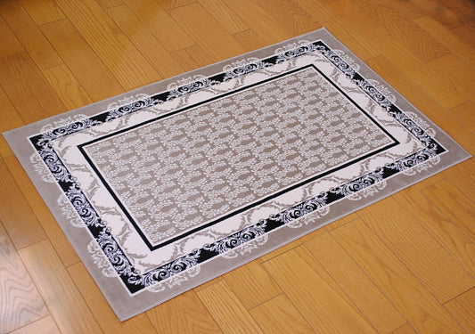 玄関マット マット ラグマット オーガニック コットン100% フランス製マット スタイルフランス セルジュルサージュ ラグマット SERGELESAGE フランスラグマット 段通玄関マット 綿100％ trinity/noir 66x107cm