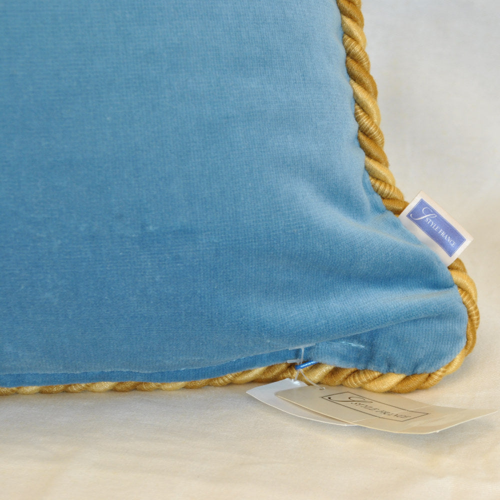 クッションカバー フランス製クッションカバー クッション トリム付きクッションカバー フランスインテリア雑貨 スタイルフランス 45x45 VeloursBleu45X45