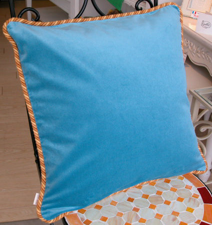 クッションカバー フランス製クッションカバー クッション トリム付きクッションカバー フランスインテリア雑貨 スタイルフランス 45x45 VeloursBleu45X45