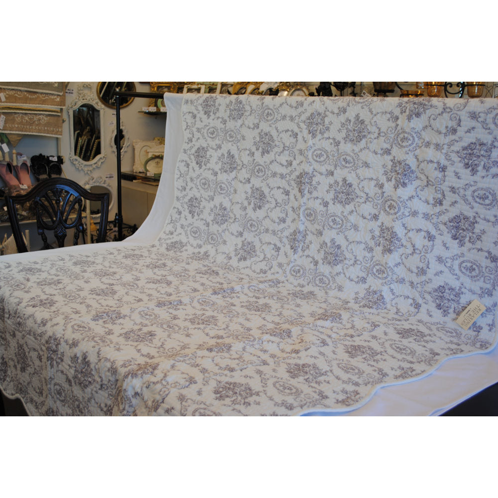 マルチカバー キルティング生地 シャトアイヤンキルト ベッドスプレッド ソファーカバー リバーシブル コットン 140×200 RelaxingTheRules WK0228N1-PU&WH
