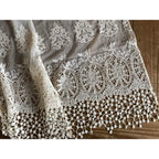 カフェカーテン チュールレース アイボリー フラワー レース生地 レースカフェカーテン レースカーテン 花刺繍 60×120 RelaxingTheRules WK0328U2-BE