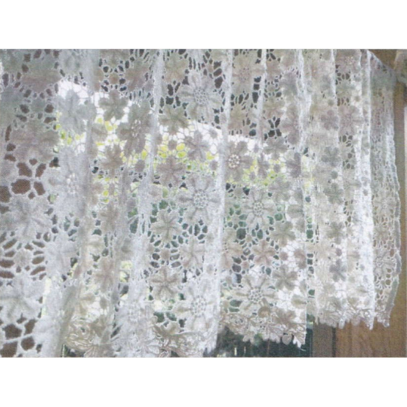 カフェカーテン エクリュフラワー レース生地 アンティーク調レース生地 レースカフェカーテン レースカーテン 花刺繍 60×120 RelaxingTheRules WK2060U2-BE