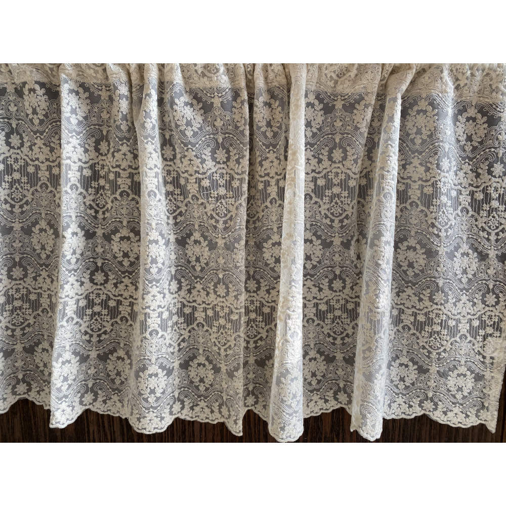 カフェカーテン チュールレース ベージュ フラワー レース生地 レースカフェカーテン レースカーテン 花刺繍 45×120 RelaxingTheRules WK4500U1-BE
