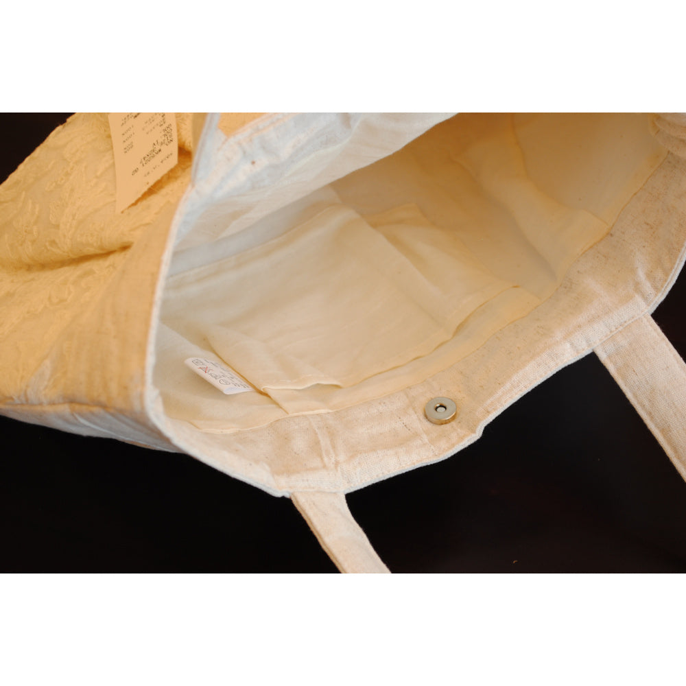 バッグ ラウンドバッグ 手提げバッグ 手提げ袋 チュールレース オフホワイト ベージュ ボタニカル レース生地 ボタニカル刺繍 RelaxingTheRules WK5221G2-IV