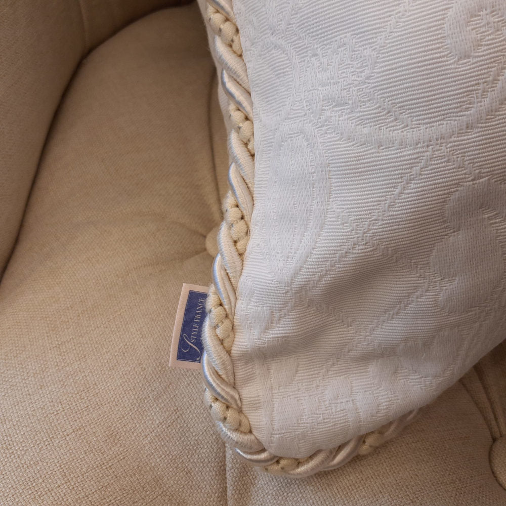 クッションカバー フランス製クッションカバー クッション トリム付きクッションカバー フランスインテリア雑貨 スタイルフランス 45x45 AndrosaceBlanc45X45