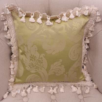 クッションカバー フリンジクッションカバー フランス製クッションカバー クッション インテリア雑貨 スタイルフランス FlorenceVtAnis 35x35 21003CU-GN