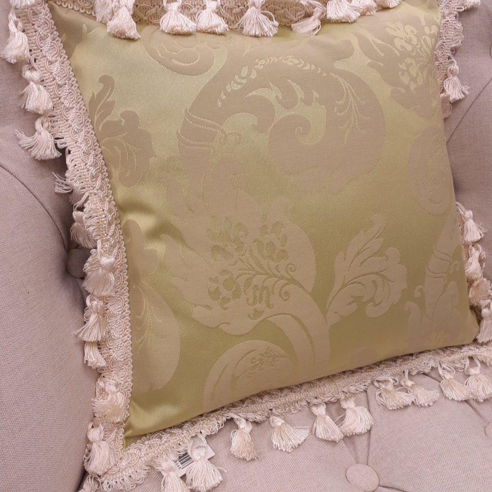 クッションカバー フリンジクッションカバー フランス製クッションカバー クッション インテリア雑貨 スタイルフランス FlorenceVtAnis 35x35 21003CU-GN