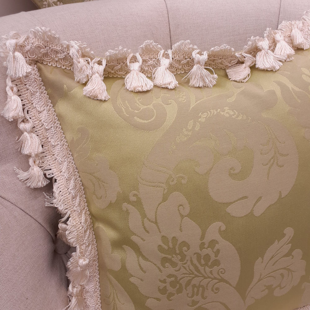 クッションカバー フリンジクッションカバー フランス製クッションカバー クッション インテリア雑貨 スタイルフランス FlorenceVtAnis 35x35 21003CU-GN