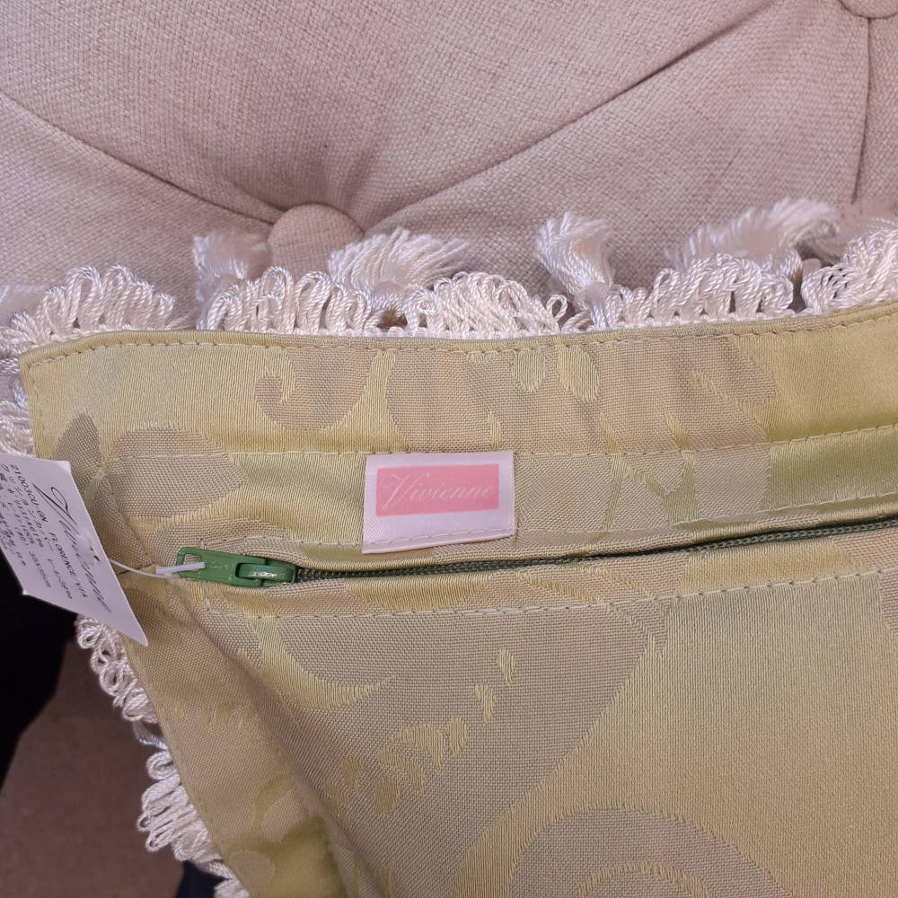 クッションカバー フリンジクッションカバー フランス製クッションカバー クッション インテリア雑貨 スタイルフランス FlorenceVtAnis 35x35 21003CU-GN